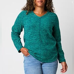 New St. John's Bay polar fleece Women's Long Sleeve Sweatshirt Large 12 14